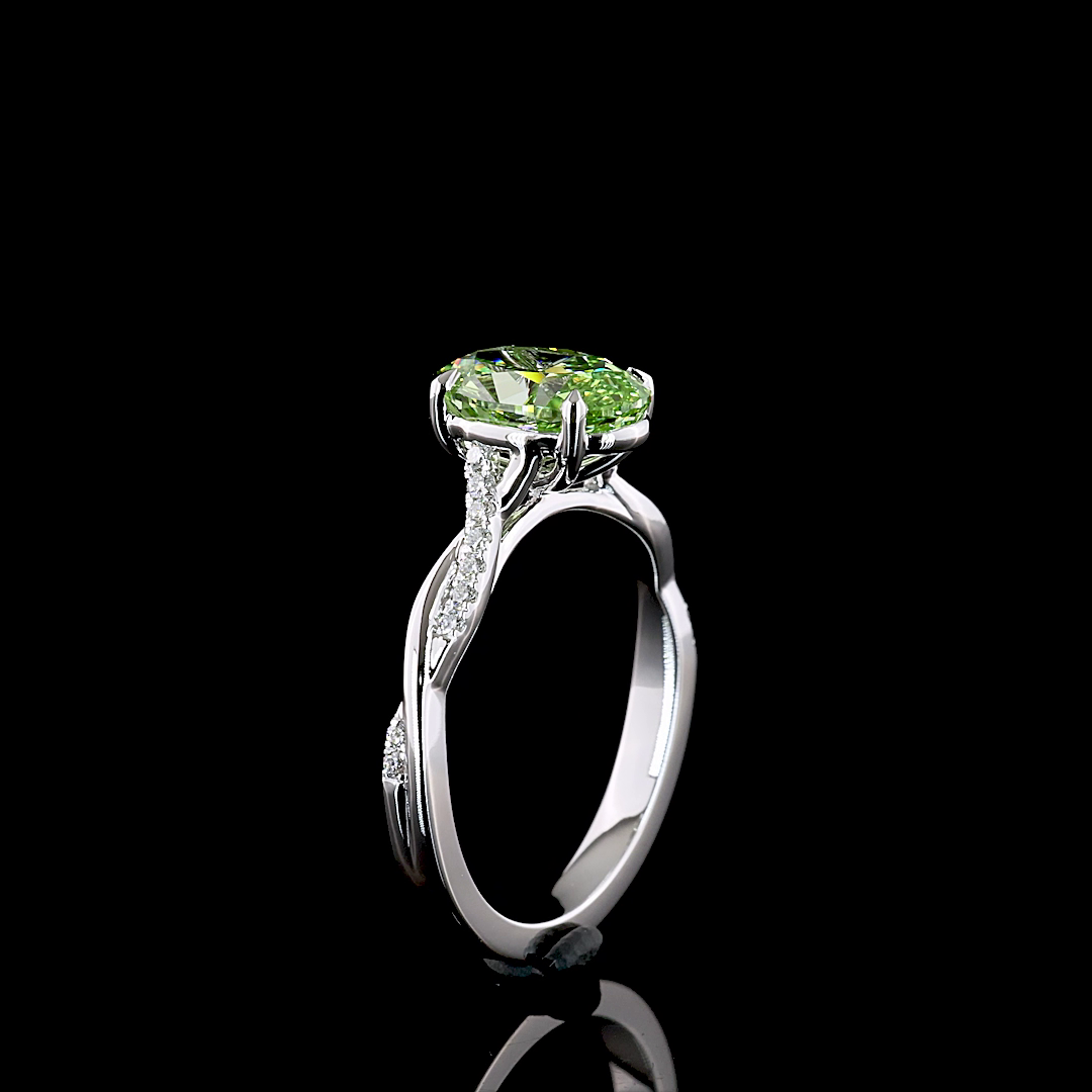 2.17 CT Oval Lab Grown Diamond Ring in 14K White Gold