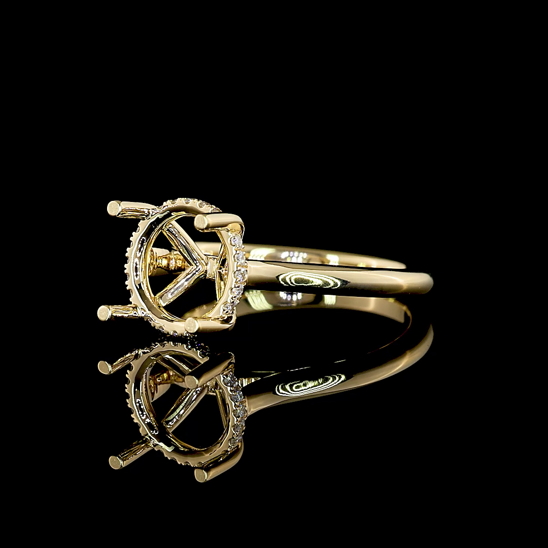 0.1 CT Round Brilliant Lab Grown Diamond Engagement Ring in 18K Yellow Gold & Platinum – side view