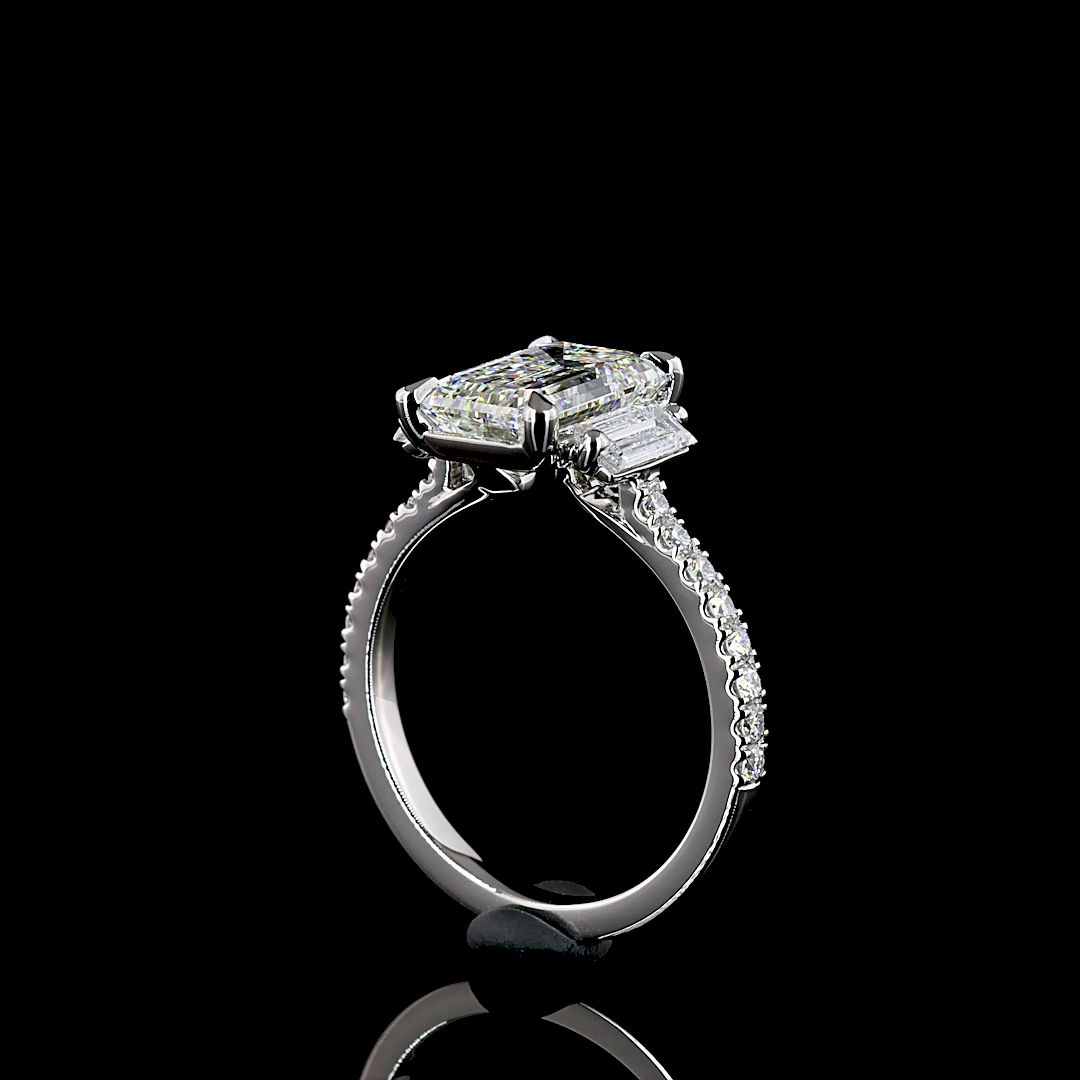 3.38 CT Emerald Lab Grown Diamond Engagement Ring in Platinum