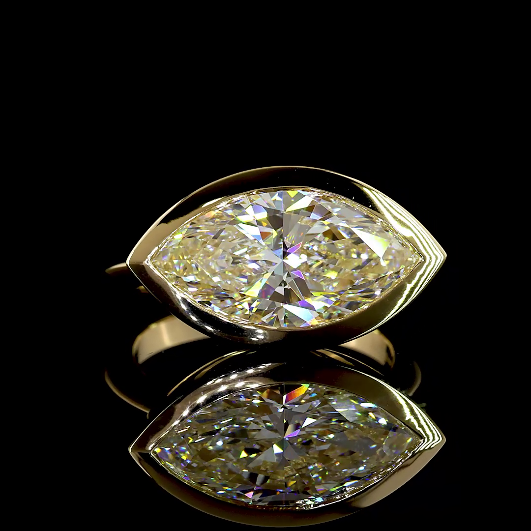 5 CT Marquise Lab Grown Diamond Ring in 14K Yellow Gold