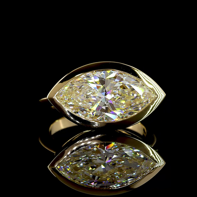 5 CT Marquise Lab Grown Diamond Ring in 14K Yellow Gold