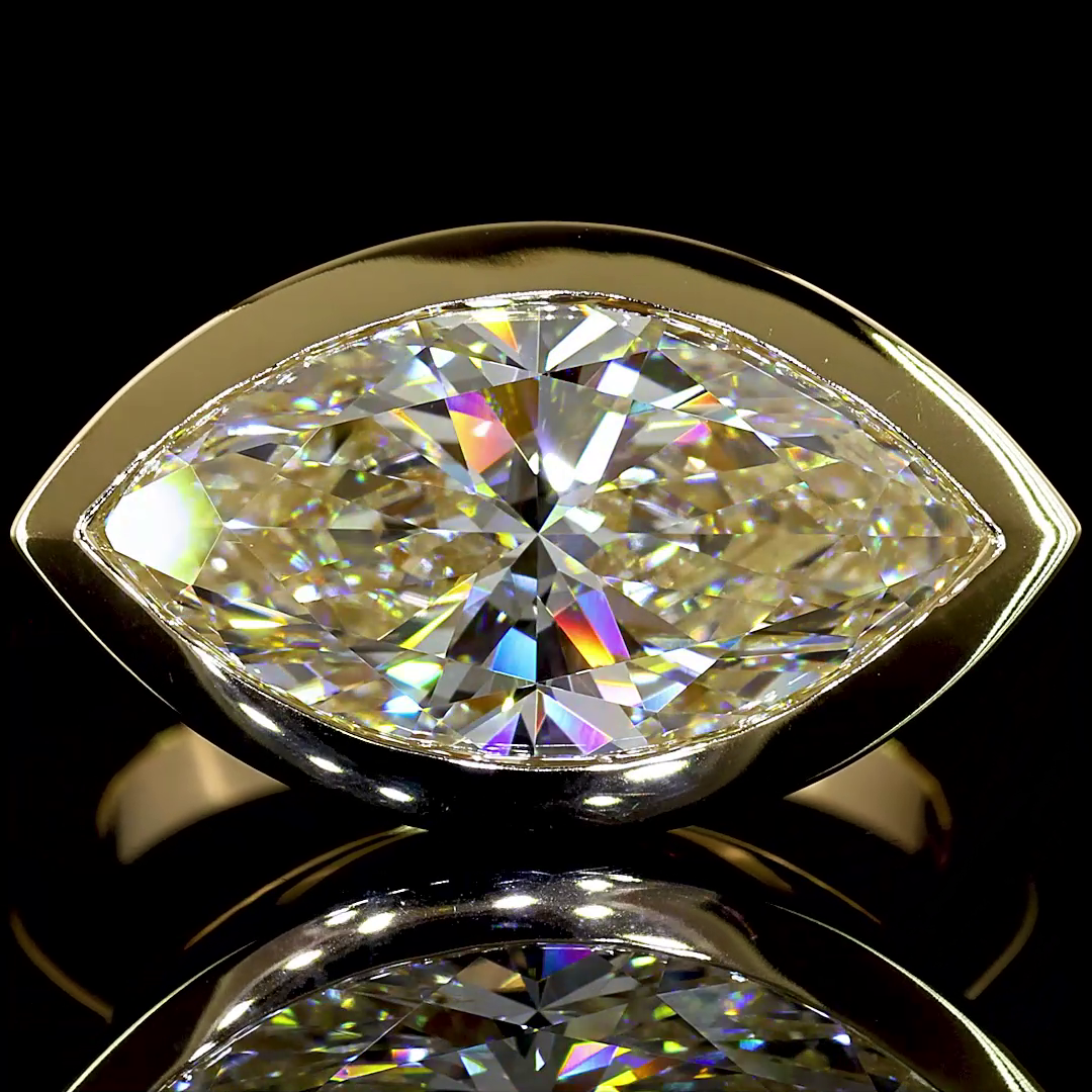 5 CT Marquise Lab Grown Diamond Ring in 14K Yellow Gold