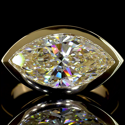 5 CT Marquise Lab Grown Diamond Ring in 14K Yellow Gold
