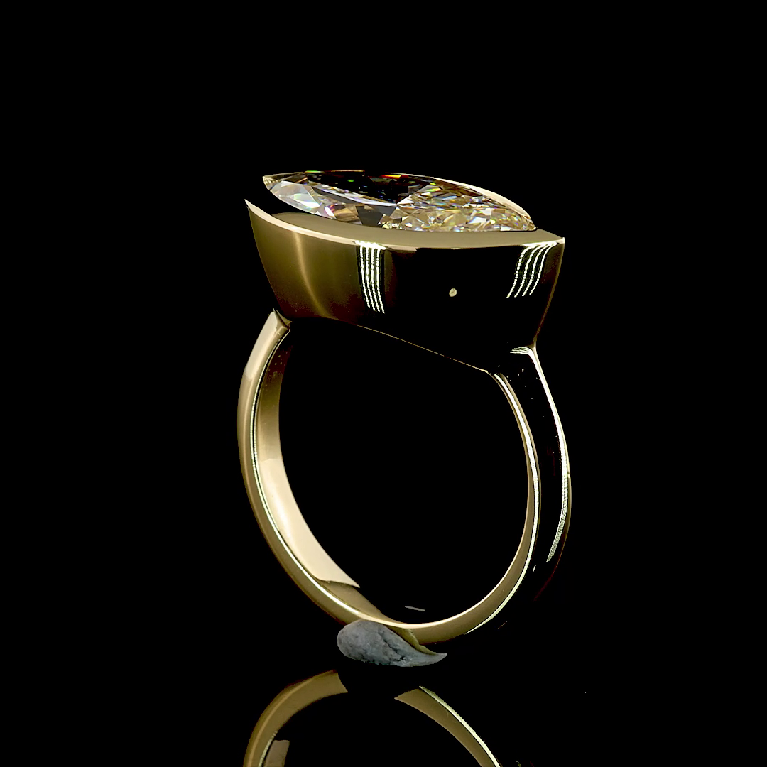 5 CT Marquise Lab Grown Diamond Ring in 14K Yellow Gold