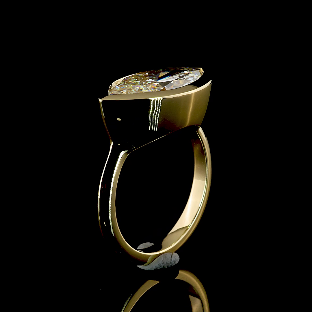 5 CT Marquise Lab Grown Diamond Ring in 14K Yellow Gold