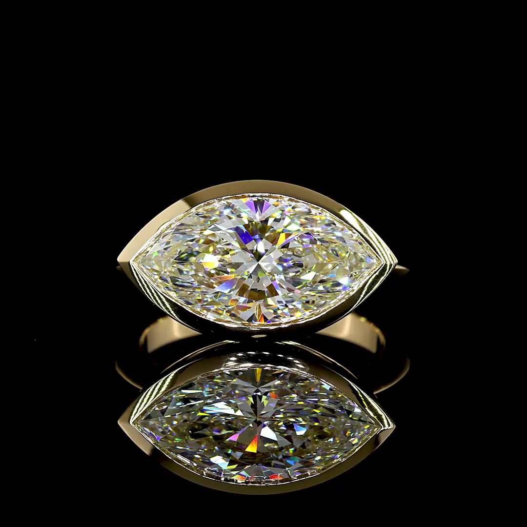 4.16 CT Marquise Lab Grown Diamond Ring in 14K Yellow Gold