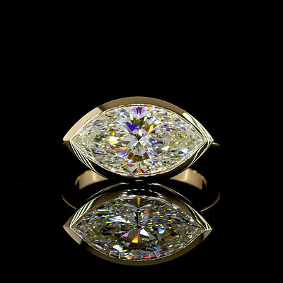 4.16 CT Marquise Lab Grown Diamond Ring in 14K Yellow Gold