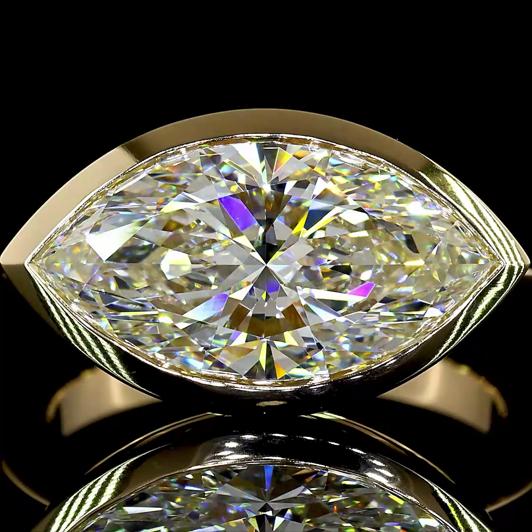 4.16 CT Marquise Lab Grown Diamond Ring in 14K Yellow Gold