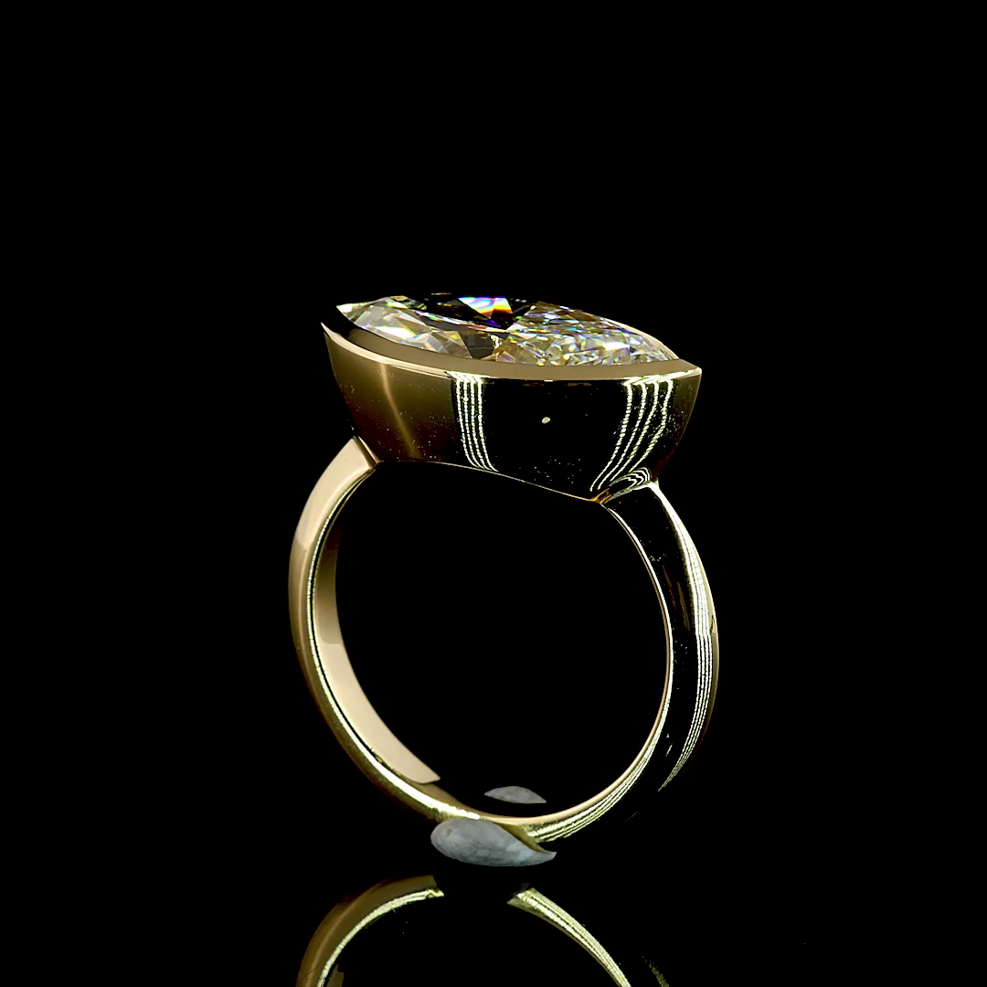 4.16 CT Marquise Lab Grown Diamond Ring in 14K Yellow Gold