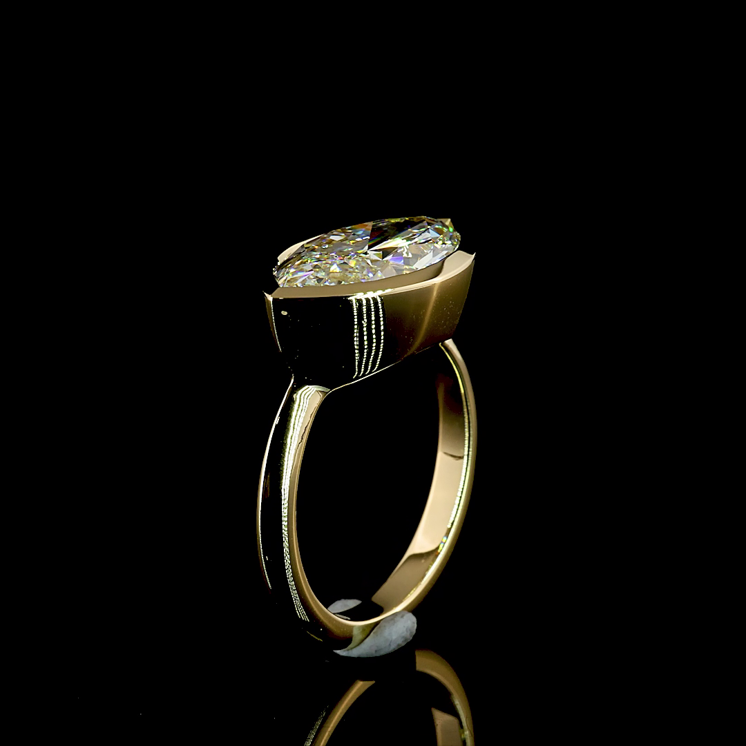 4.16 CT Marquise Lab Grown Diamond Ring in 14K Yellow Gold