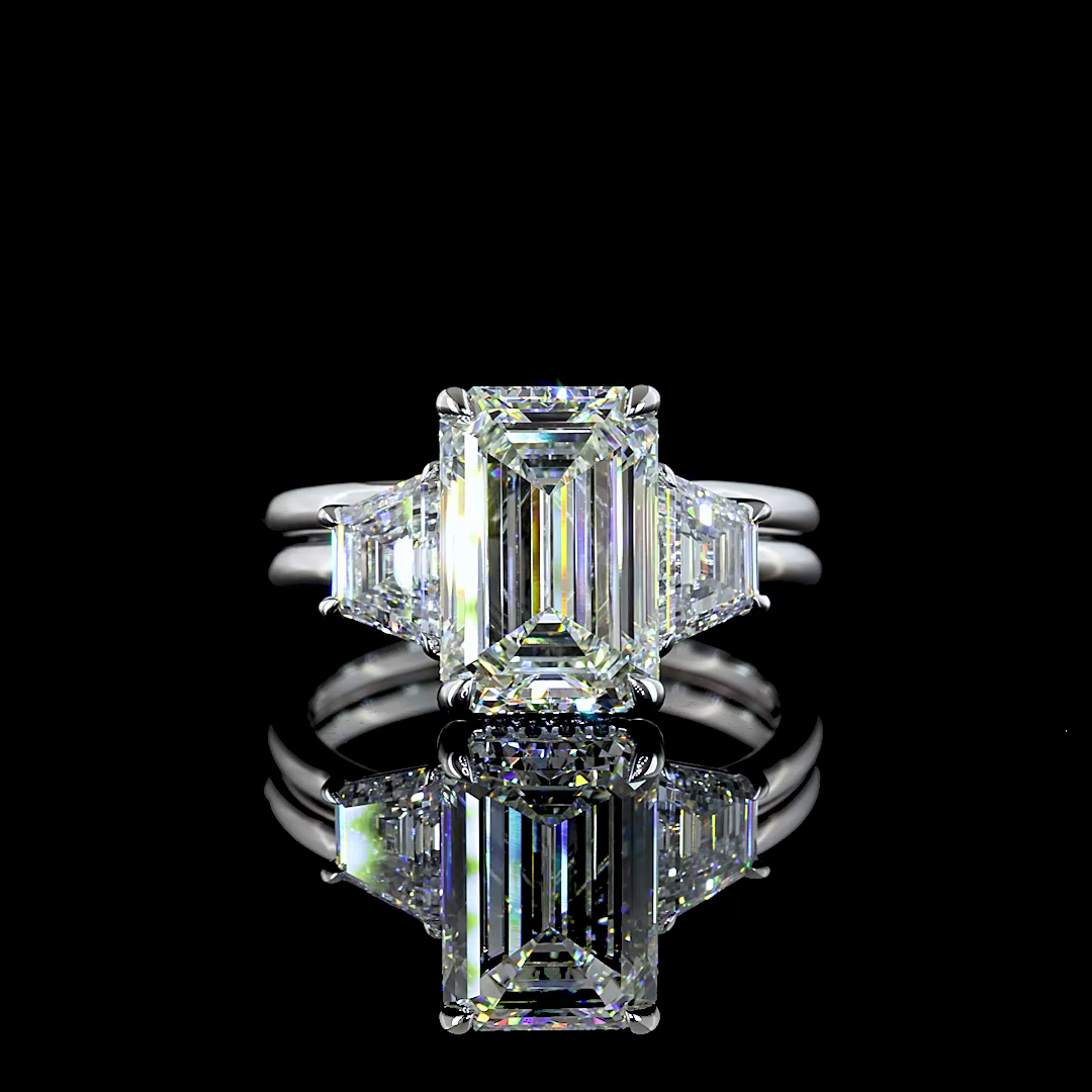 4.6 CT Emerald Lab Grown Diamond Engagement Ring in 14K White Gold