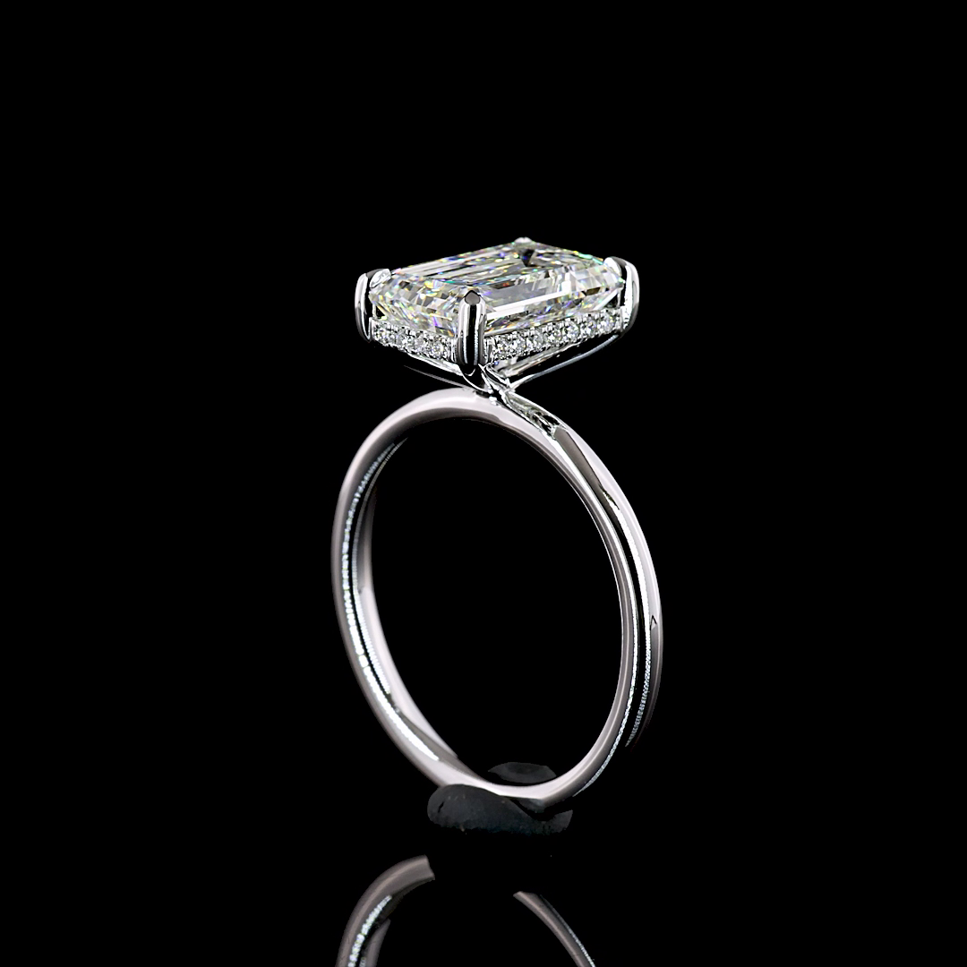 4.6 CT Emerald Lab Grown Diamond Engagement Ring in 14K White Gold