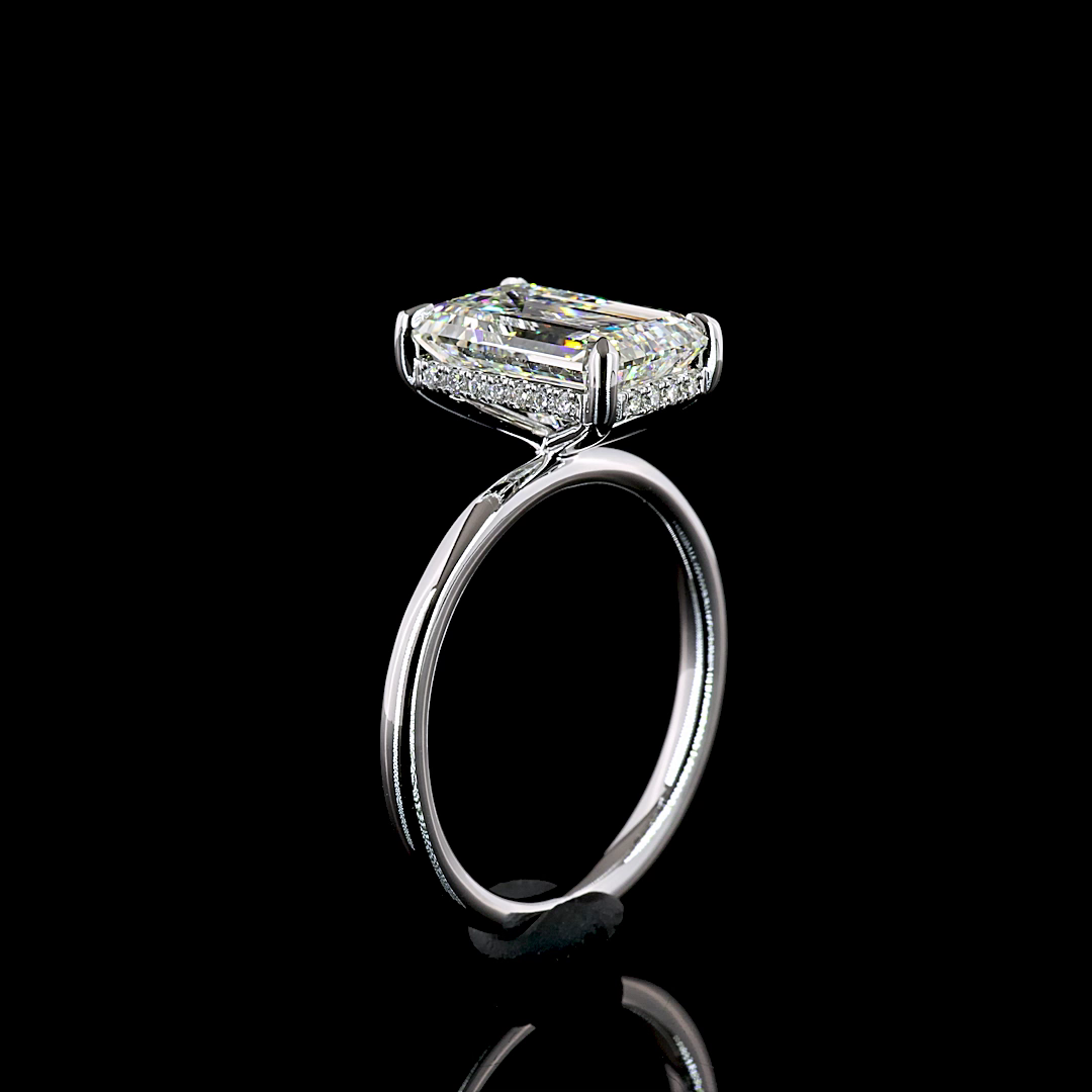 4.6 CT Emerald Lab Grown Diamond Engagement Ring in 14K White Gold