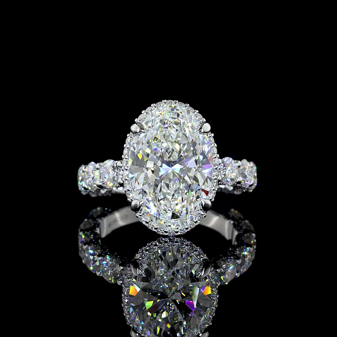 7.59 CT Round Lab Grown Diamond Engagement Ring in 18K White Gold