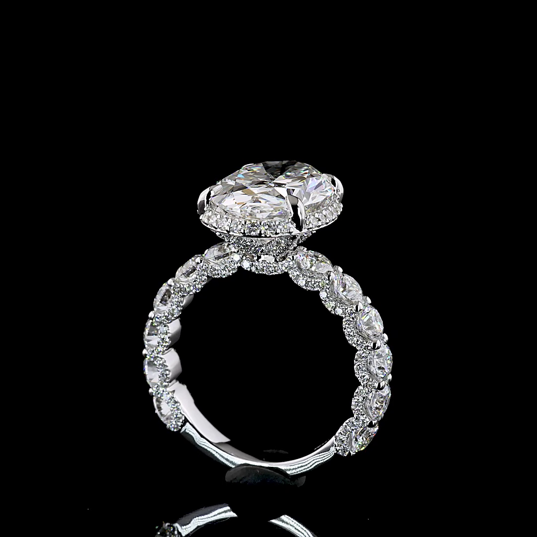 7.59 CT Round Lab Grown Diamond Engagement Ring in 18K White Gold