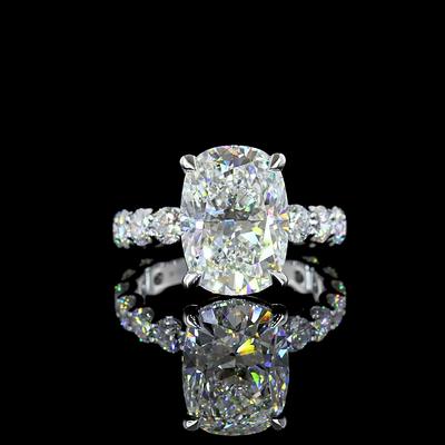 6.89 CT Cushion Lab Grown Diamond Engagement Ring in 18K White Gold