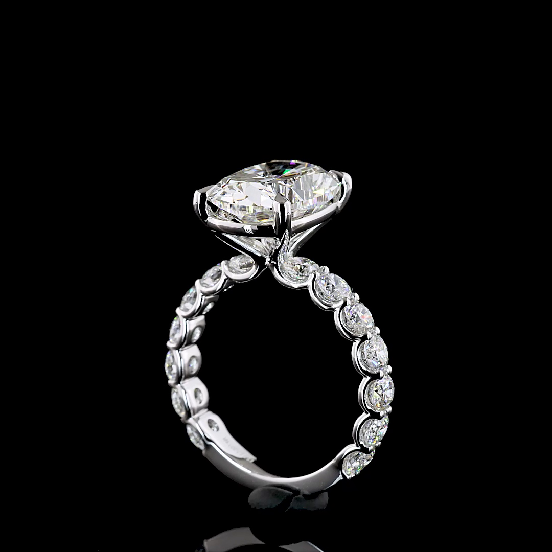 6.89 CT Cushion Lab Grown Diamond Engagement Ring in 18K White Gold