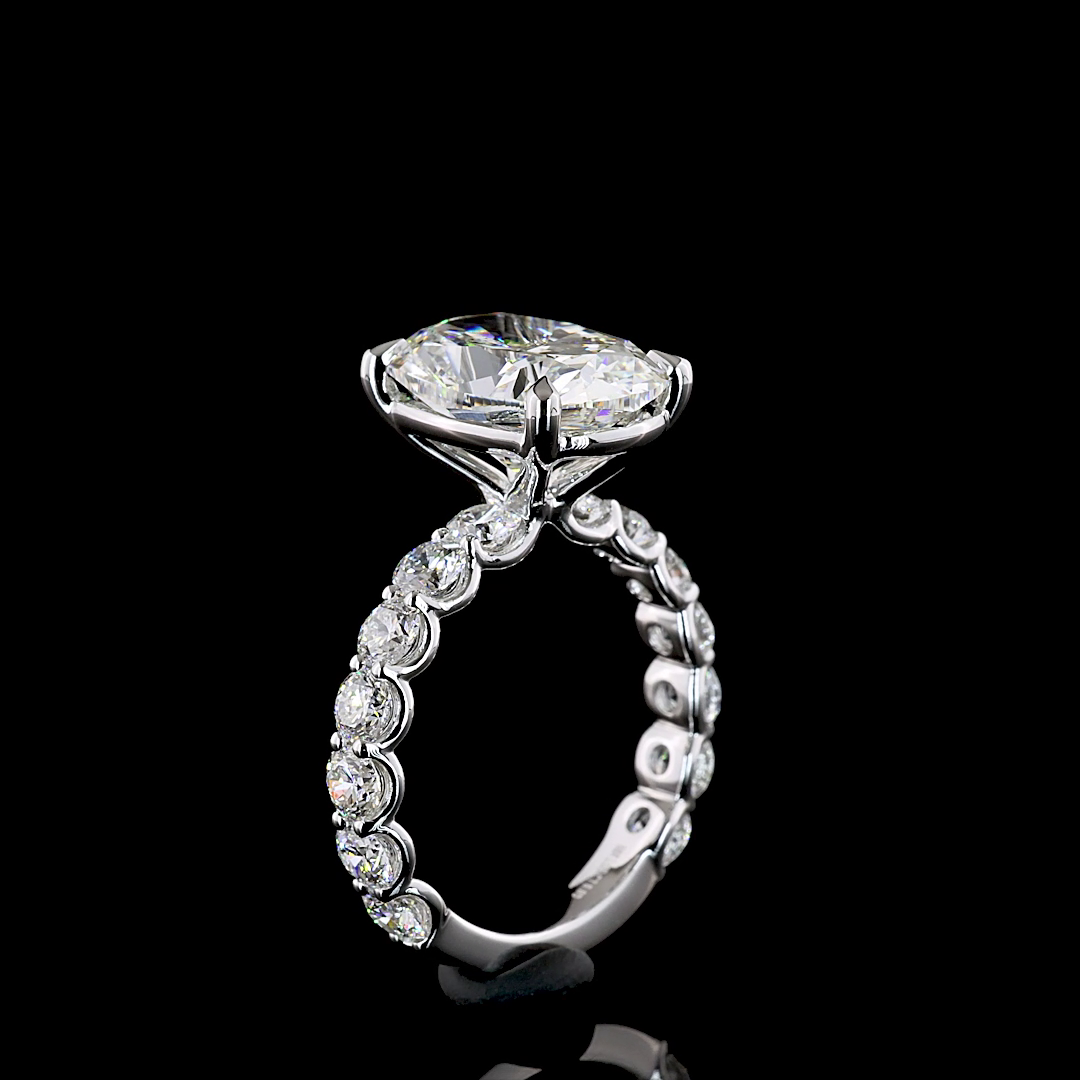 6.89 CT Cushion Lab Grown Diamond Engagement Ring in 18K White Gold