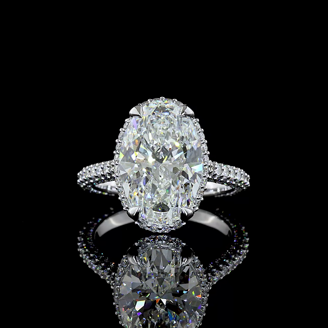 6.48 CT Oval Lab Grown Diamond Engagement Ring in 18K White Gold