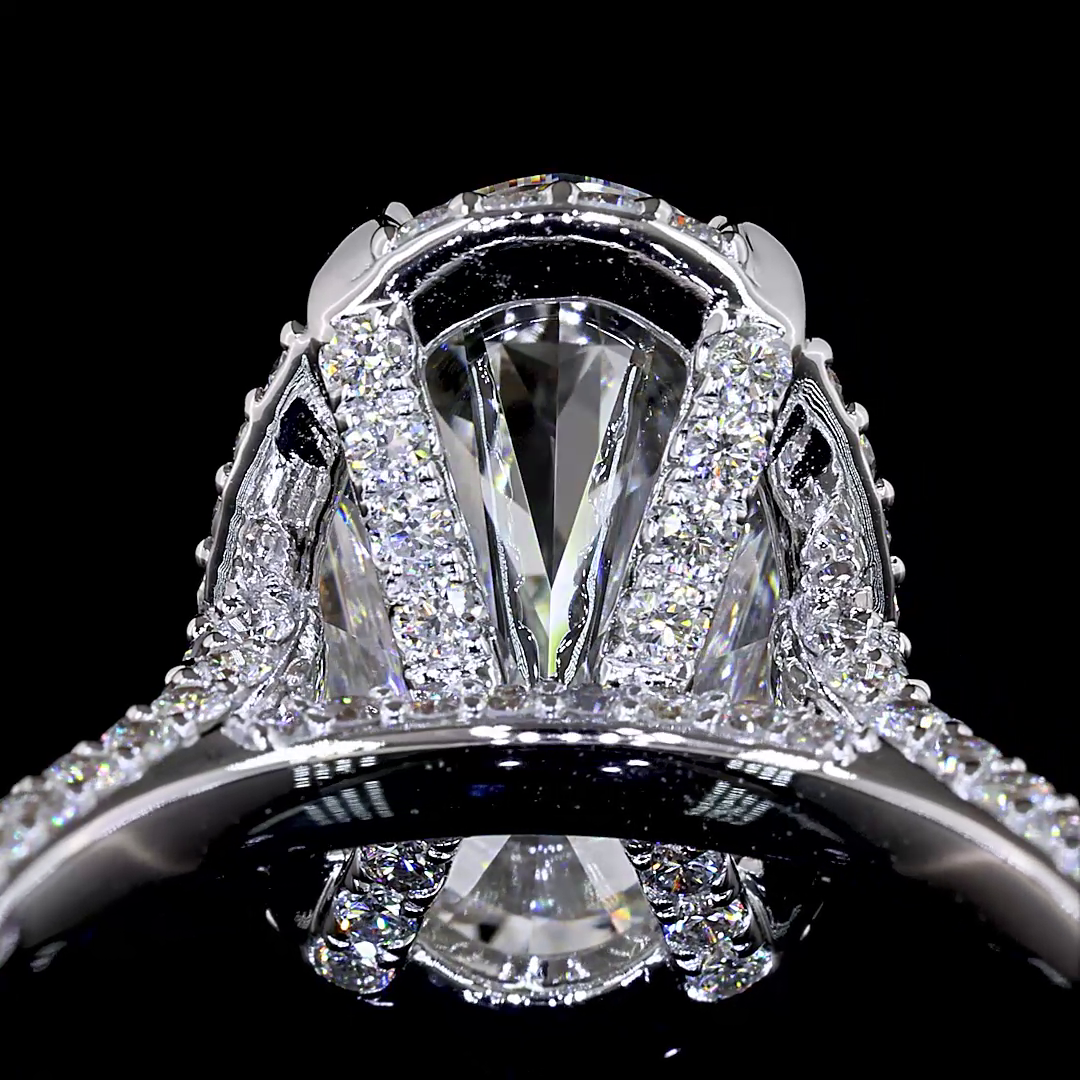 6.48 CT Oval Lab Grown Diamond Engagement Ring in 18K White Gold