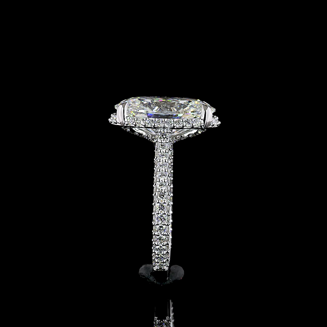 6.48 CT Oval Lab Grown Diamond Engagement Ring in 18K White Gold