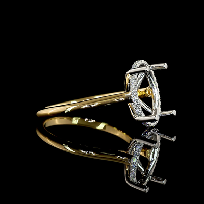 0.12 CT Round Brilliant Lab Grown Diamond Engagement Ring in 18K Yellow Gold & Platinum – close-up