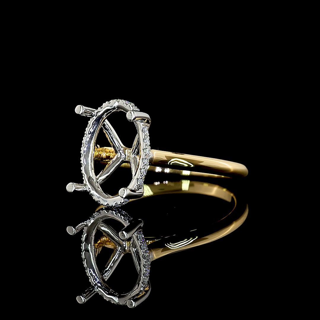 0.12 CT Round Brilliant Lab Grown Diamond Engagement Ring in 18K Yellow Gold & Platinum – on hand