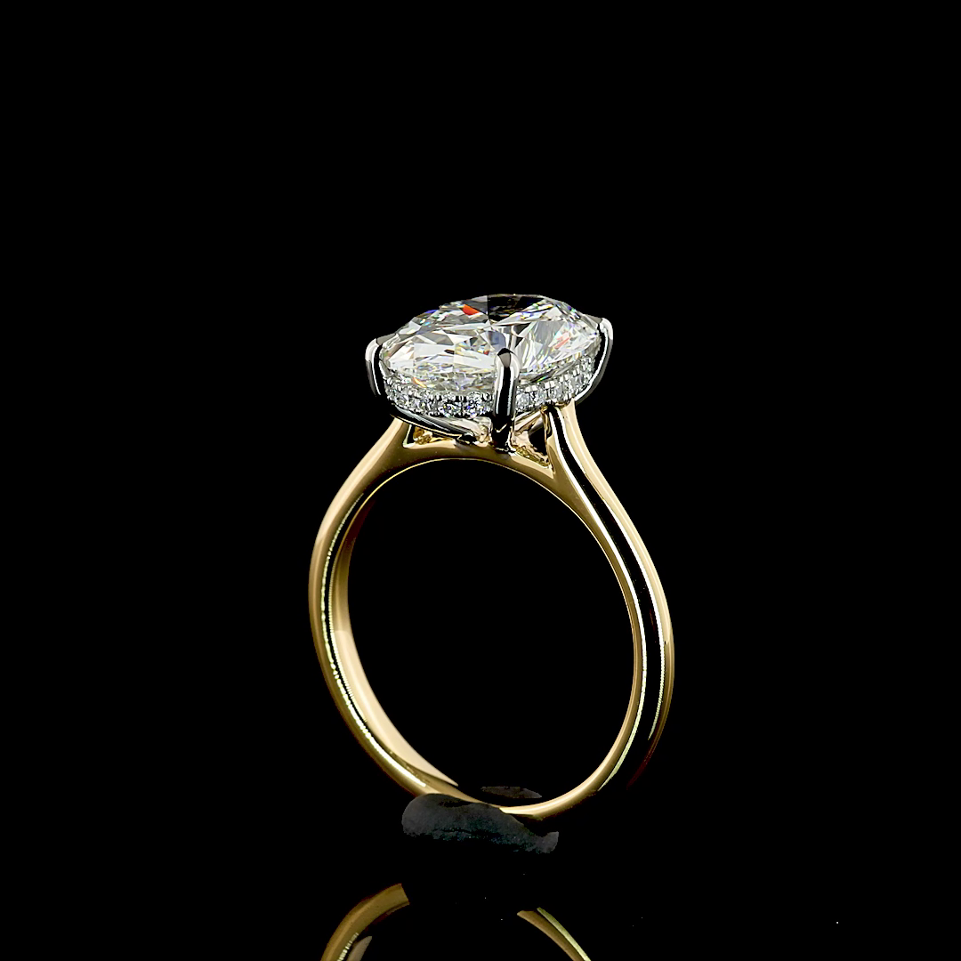 3.69 CT Oval Lab Grown Diamond Engagement Ring in 18K Yellow Gold – Platinum