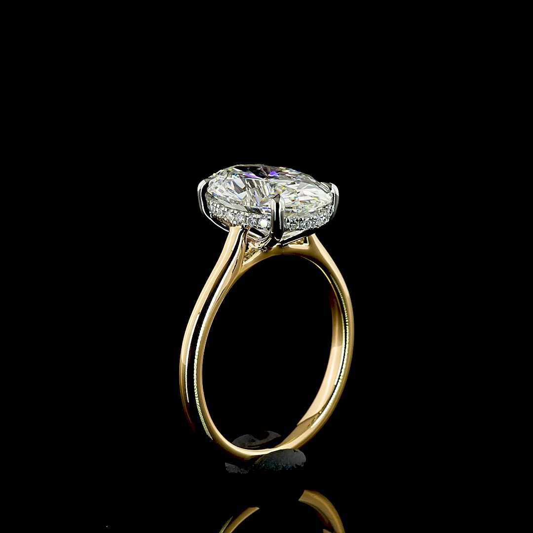 3.69 CT Oval Lab Grown Diamond Engagement Ring in 18K Yellow Gold – Platinum