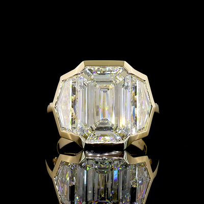 11.05 CT Emerald Lab Grown Diamond Engagement Ring in 14K Yellow Gold