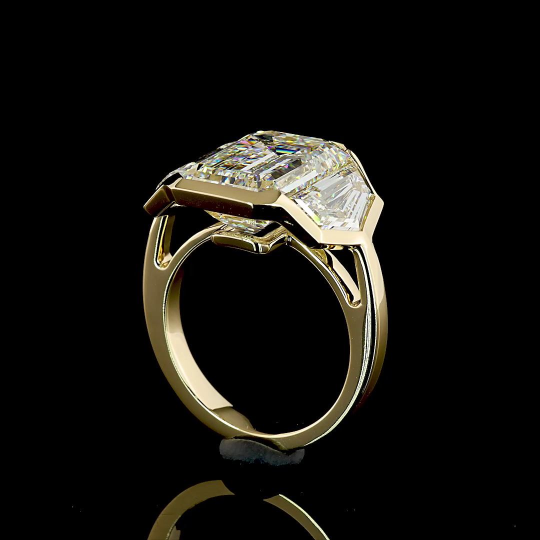 11.05 CT Emerald Lab Grown Diamond Engagement Ring in 14K Yellow Gold