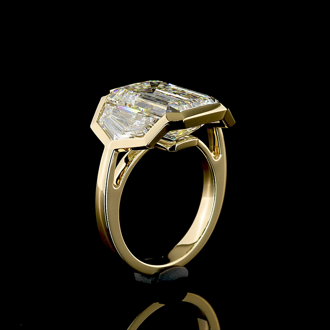 11.05 CT Emerald Lab Grown Diamond Engagement Ring in 14K Yellow Gold
