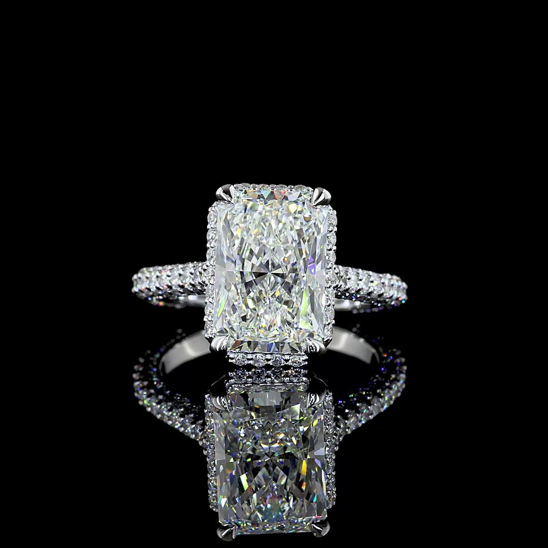 5.46 CT Radiant Lab Grown Diamond Engagement Ring in 18K White Gold
