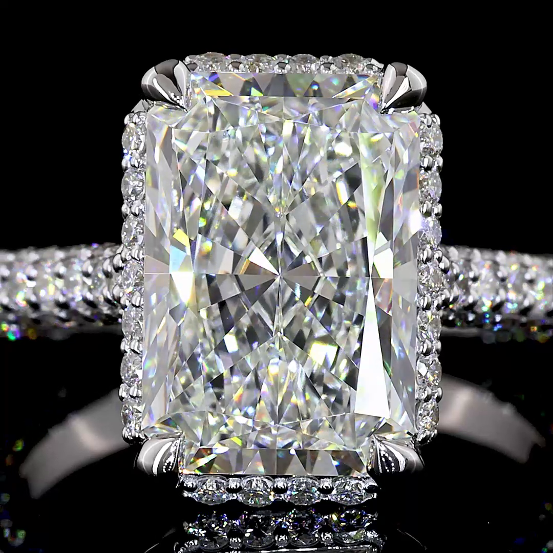 5.46 CT Radiant Lab Grown Diamond Engagement Ring in 18K White Gold