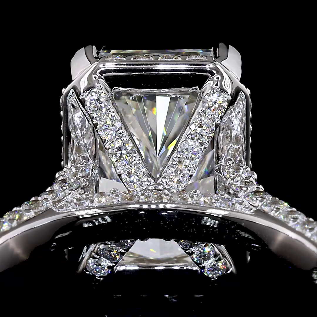 5.46 CT Radiant Lab Grown Diamond Engagement Ring in 18K White Gold