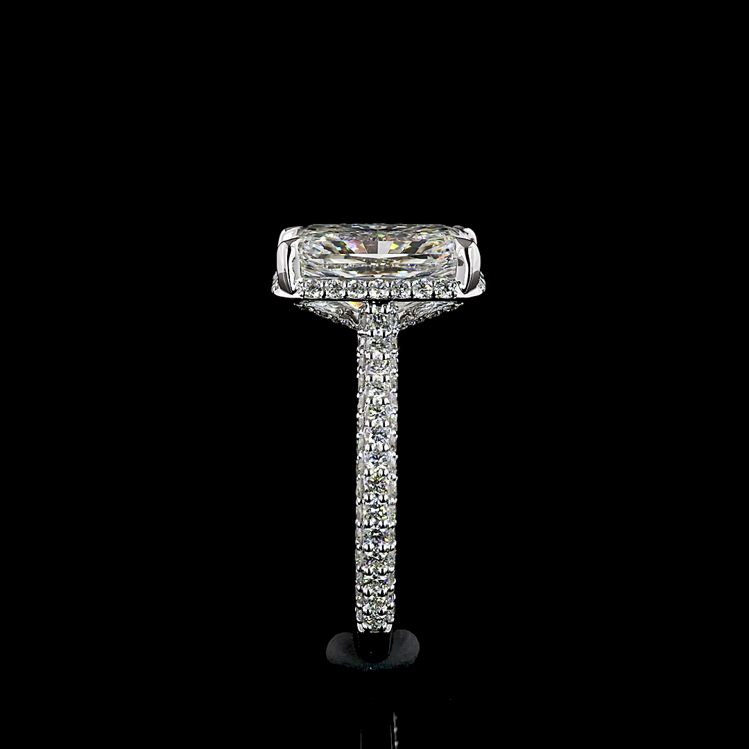5.46 CT Radiant Lab Grown Diamond Engagement Ring in 18K White Gold