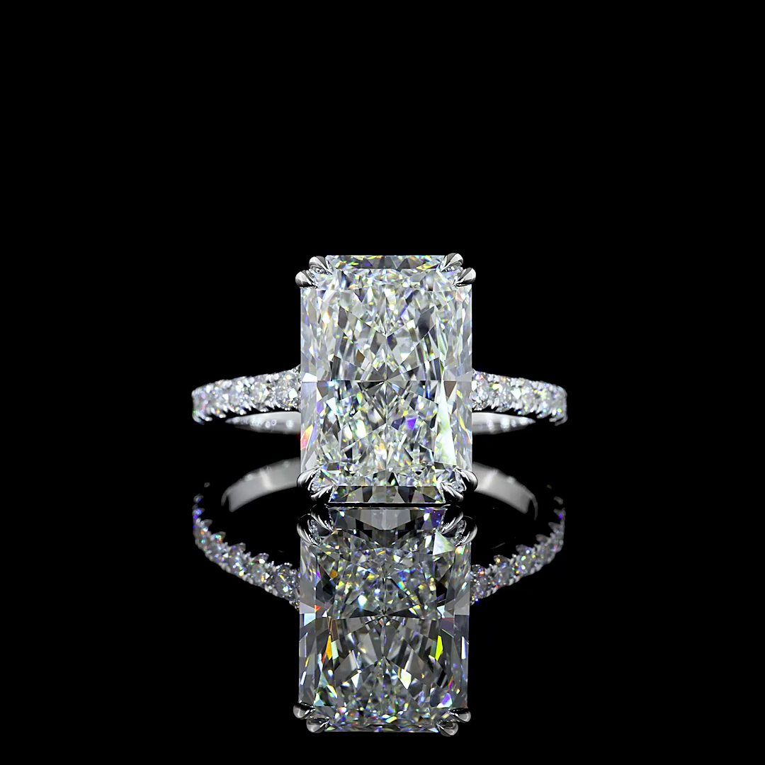 5.71 CT Radiant Lab Grown Diamond Engagement Ring in 18K White Gold