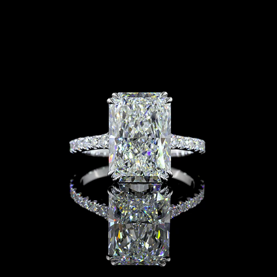 5.71 CT Radiant Lab Grown Diamond Engagement Ring in 18K White Gold