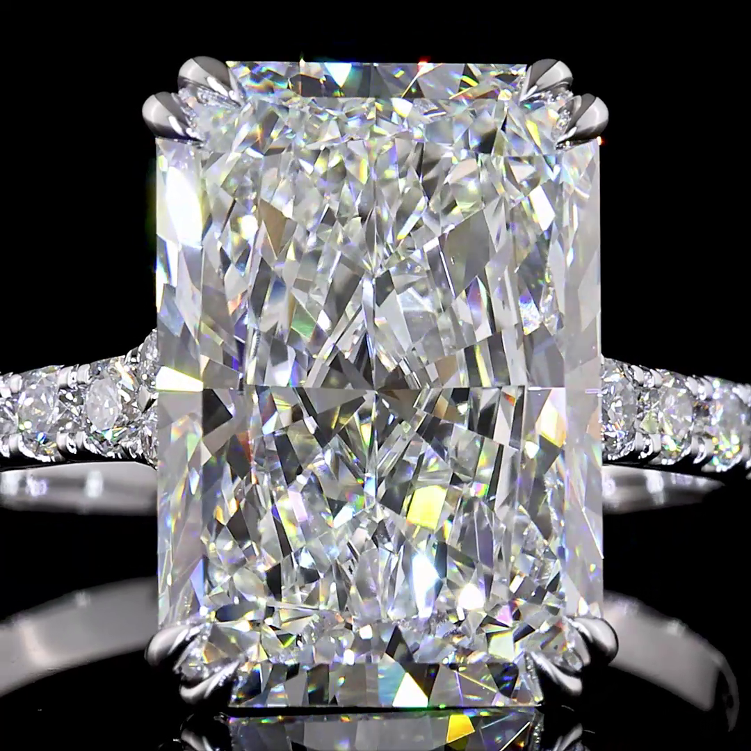 5.71 CT Radiant Lab Grown Diamond Engagement Ring in 18K White Gold