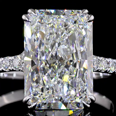 5.71 CT Radiant Lab Grown Diamond Engagement Ring in 18K White Gold