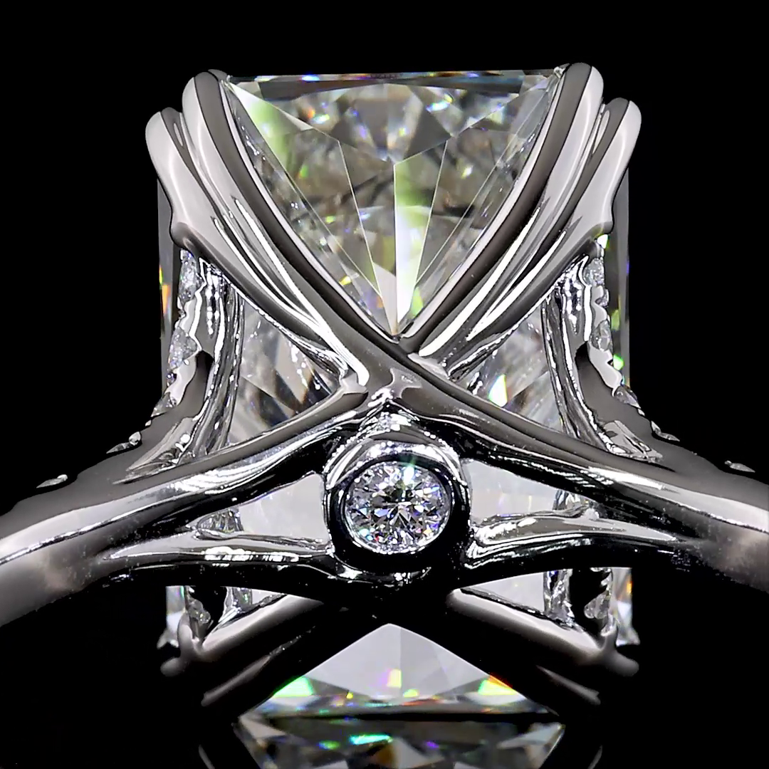 5.71 CT Radiant Lab Grown Diamond Engagement Ring in 18K White Gold
