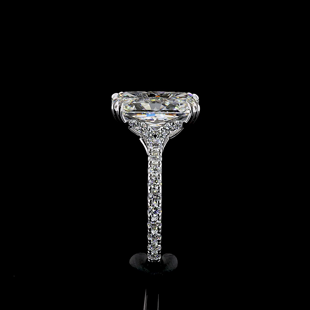5.71 CT Radiant Lab Grown Diamond Engagement Ring in 18K White Gold