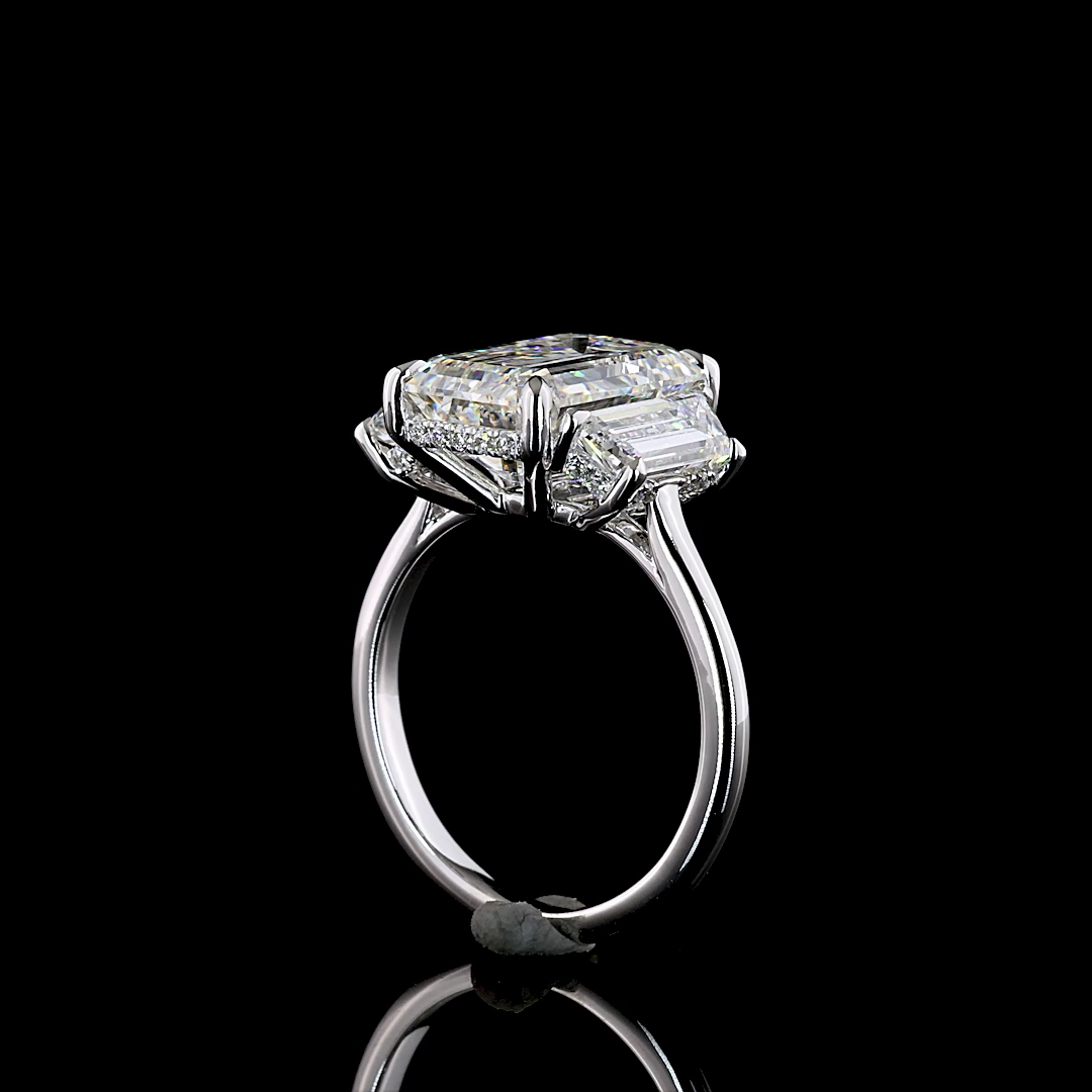 6.78 CT Emerald Lab Grown Diamond Engagement Ring in 18K White Gold