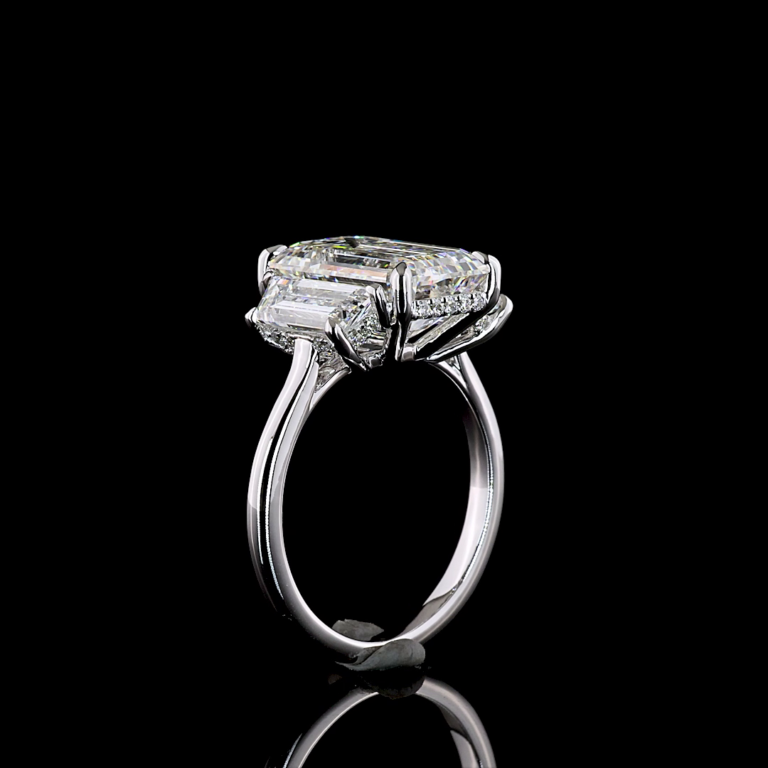 6.78 CT Emerald Lab Grown Diamond Engagement Ring in 18K White Gold