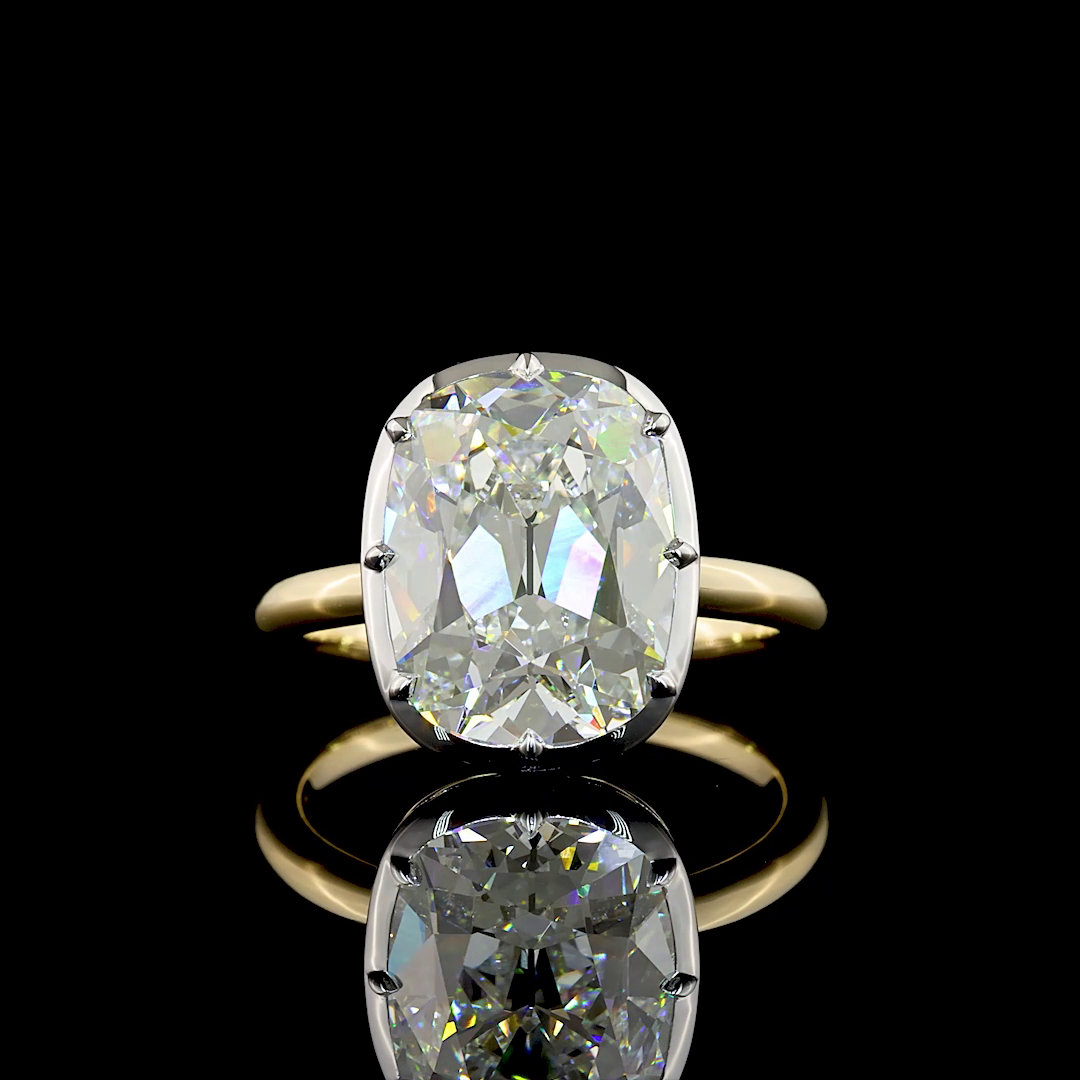 5.34 CT Cushion Lab Grown Diamond Engagement Ring in 14K Two Tone