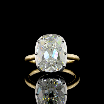 5.34 CT Cushion Lab Grown Diamond Engagement Ring in 14K Two Tone