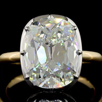 5.34 CT Cushion Lab Grown Diamond Engagement Ring in 14K Two Tone