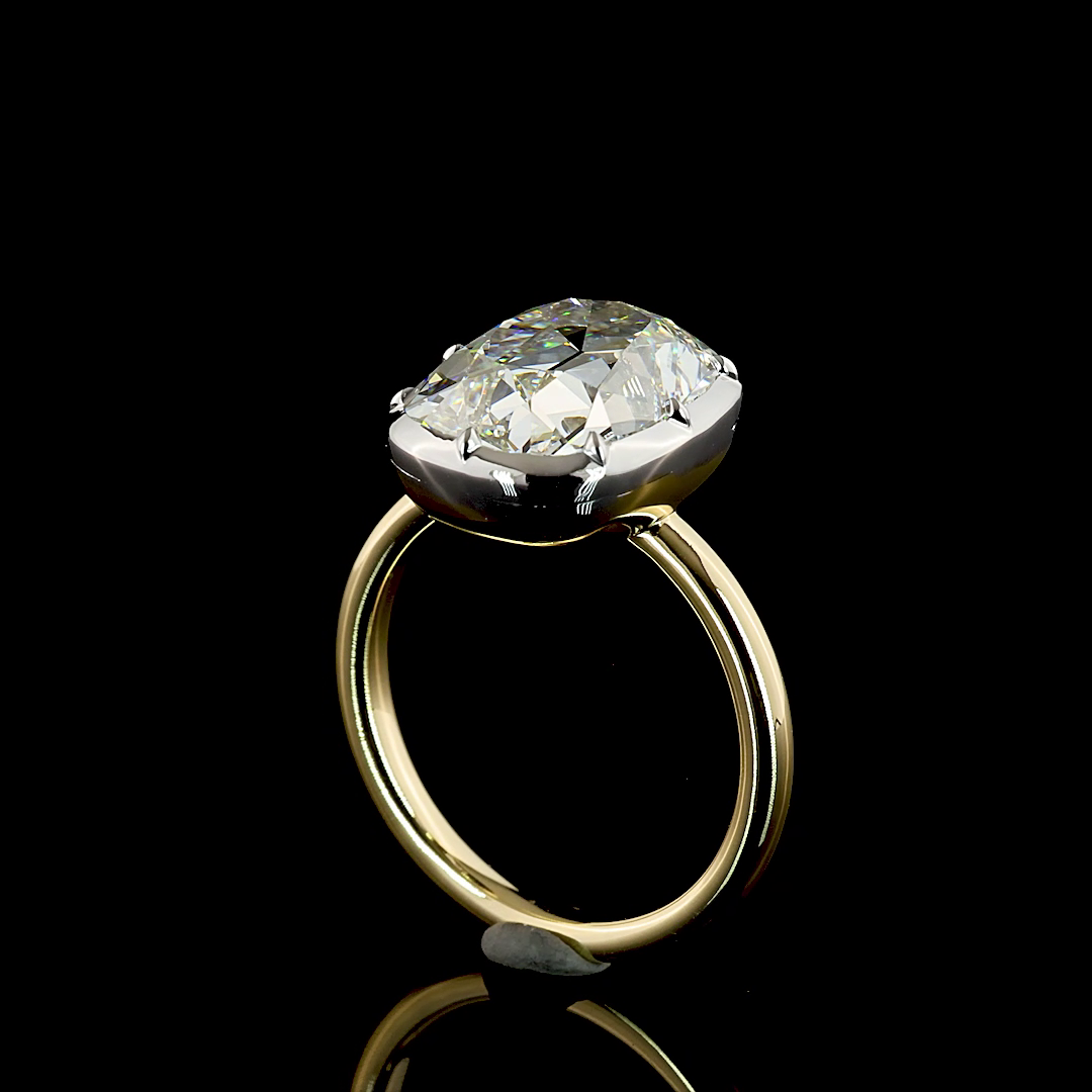 5.34 CT Cushion Lab Grown Diamond Engagement Ring in 14K Two Tone