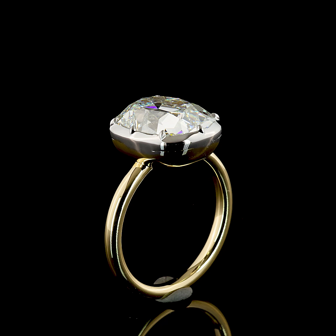 5.34 CT Cushion Lab Grown Diamond Engagement Ring in 14K Two Tone
