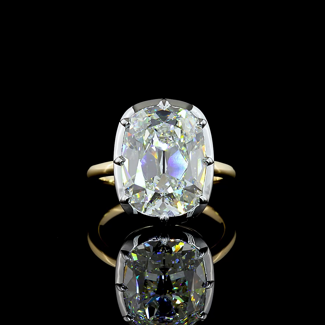 7.2 CT Cushion Lab Grown Diamond Engagement Ring in 14K Two Tone